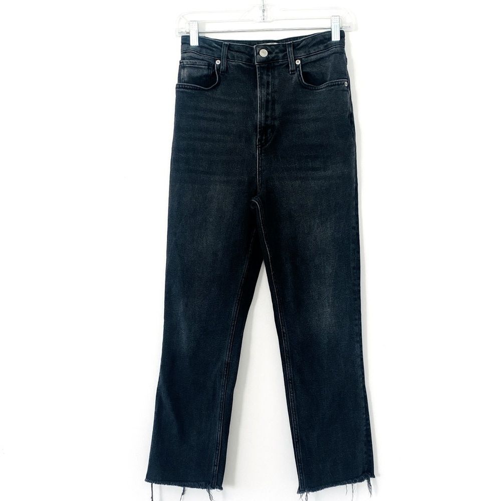 We The Free Black High-Waisted Straight Jeans Sz 29 Boho Chic Coastal Urban Moto